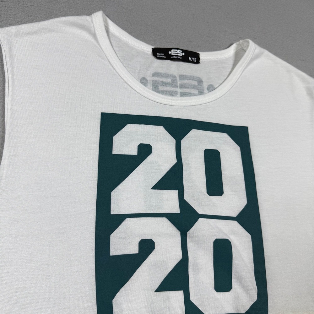 ES‎ Collection Barcelona Sleeveless Muscle Tee White Yellow 2020 Graphic Mens M